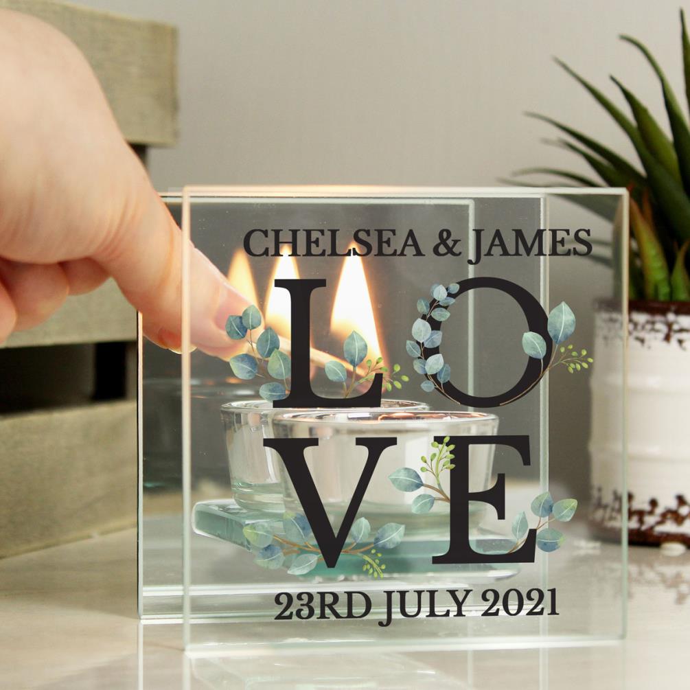 Personalised Botanical Mirrored Glass Tea Light Holder Extra Image 1